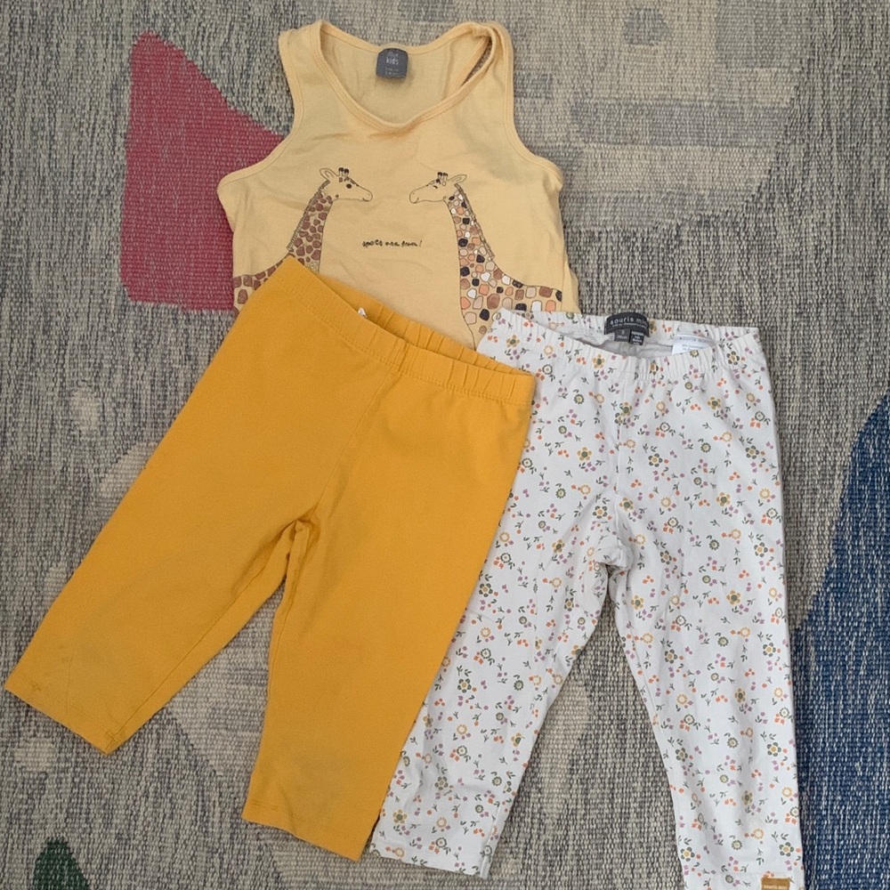 Kids Yellow Tank Top and 3/4 Leggings Set